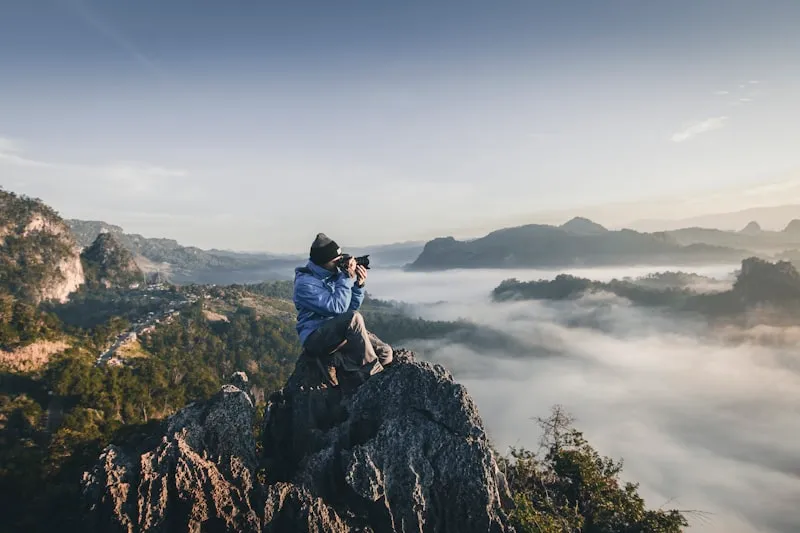 Photography gear capturing sunset rays